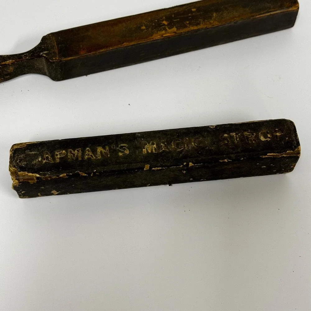 Vintage Chapman's Magic Strop: Aged Wood Shaving Blade Sharpener